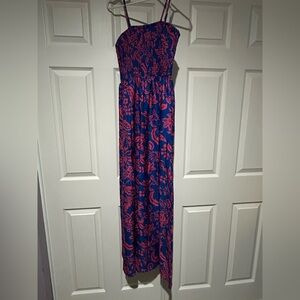 Floral Blue and Pink Maxi Dress